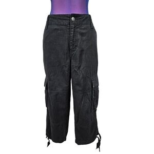 Ralph Lauren Y2K Black Cotton Cropped Cargo Pants Size 8 Women's Q42